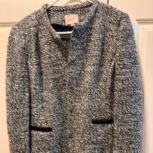 LOFT Black and White Textured Suit Jacket